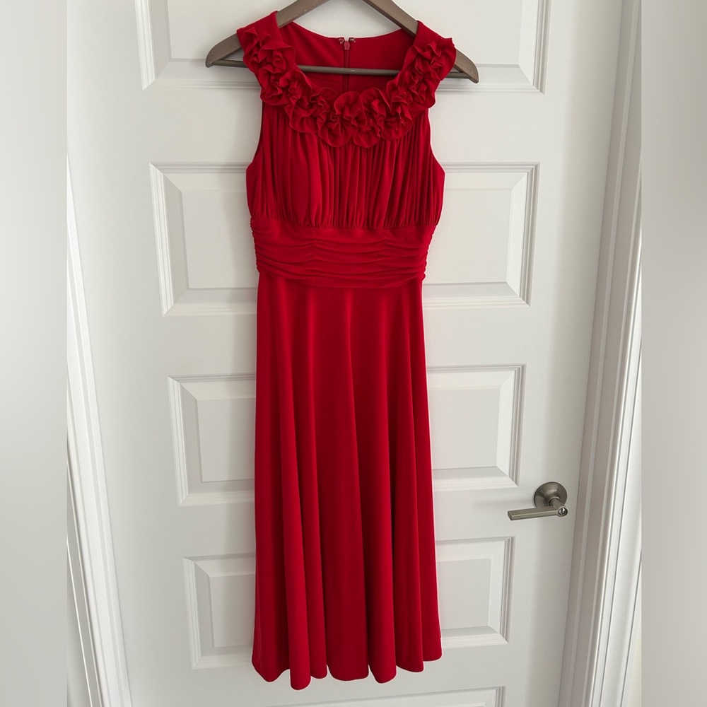 Jessica Howard Sleeveless Ruffle Dress Red Size 6